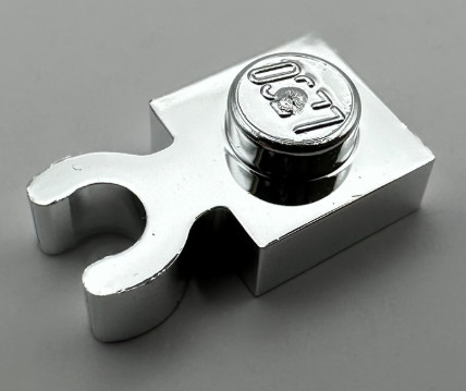 4085, 44860 | Chrome Silver Plate, Modified 1 x 1 with Clip Vertical - Type 4 (thick open O clip) | Custom Chromed by Bubul