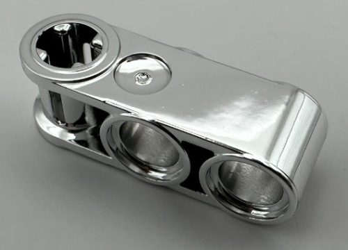 42003 | Chrome Silver Technic, Axle and Pin Connector Perpendicular 3L with 2 Pin Holes | Custom Chromed by BUBUL