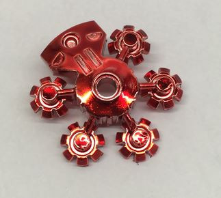 Chrome-RED Bionicle Weapon 5 x 5 Shield with Gear Tips  part 44938 Custom Chromed by BUBUL