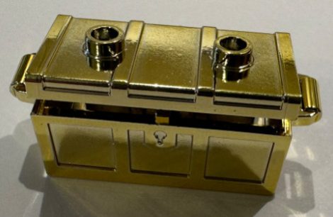 4738_flat Chrome GOLD Container, Treasure Chest with Slots in Back and (Same Color) Flat Lid (4738a / 80835) Custom chromed by Bubul