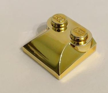 47457 Chrome Gold Brick, Modified 2 x 2 x 2/3 Two Studs, Curved Slope End  Custom Chromed by BUBUL