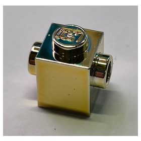   47905 Chrome Gold Brick, Modified 1 x 1 with Studs on 2 Sides, Opposite   Custom Chromed by BUBUL