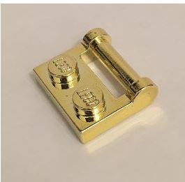 48336 Chrome Gold Plate, Modified 1 x 2 with Handle on Side - Closed Ends Custom Chromed by Bubul