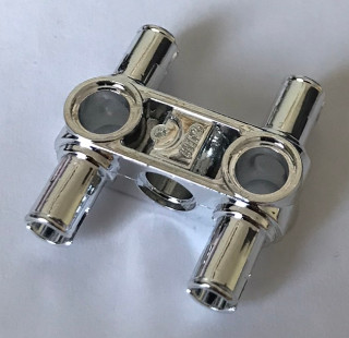 Chrome Silver Technic, Pin Connector Perpendicular 3L with 4 Pins  48989 Custom chromed by BUBUL