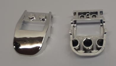 50948 Chrome Silver Wedge 4 x 3 Cut Back with Cutout, 2 Studs Custom Chromed by BUBUL