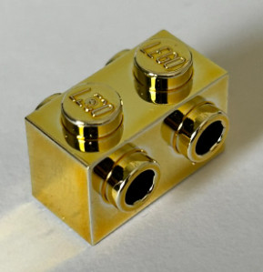 52107 Chrome Gold Brick, Modified 1 x 2 with Studs on Sides Custom Chromed by BUBUL