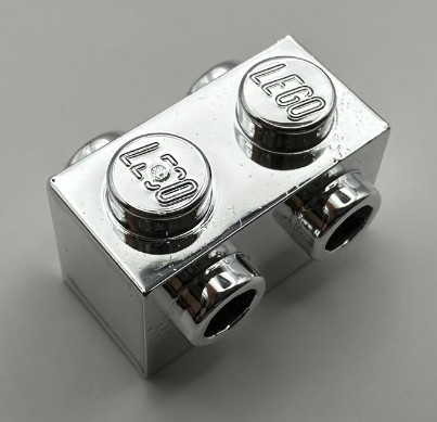 52107 Chrome silver Brick, Modified 1 x 2 with Studs on Sides Custom Chromed by BUBUL