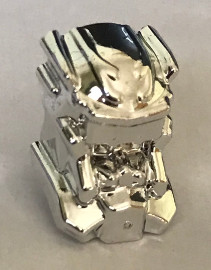 53596 Chrome Silver Minifigure, Head, Modified Bionicle Inika Toa Hewkii Plain Custom Chromed by BUBUL