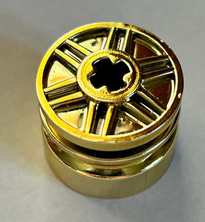 55982 Chrome GOLD Wheel 18mm D. x 14mm with Axle Hole, Fake Bolts and Shallow Spokes  Custom Chromed by Bubul