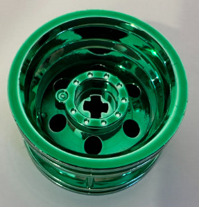 56145 Chrome Green  Wheel 30.4mm D. x 20mm with No Pin Holes and Reinforced Rim Custom chromed by Bubul