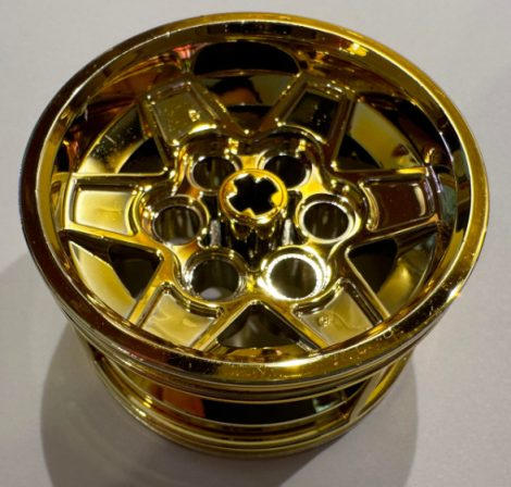 56908 Chrome Gold Wheel 43.2mm D. x 26mm Technic Racing Small, 6 Pin Holes similar than 41896  or 51488  Custom chromed by Bubul