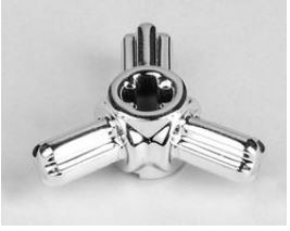 Chrome Silver Technic, Axle Connector Hub with 3 Axles  57585 Custom Chromed by BUBUL