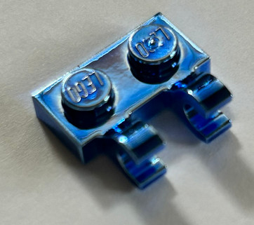 60470 Chrome Blue Plate, Modified 1 x 2 with 2 U Clips (Horizontal Grip) or 60470b Custom Chromed by BUBUL