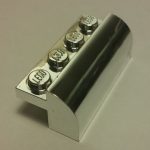   Chrome Silver Brick, Modified 2 x 4 x 1 1/3 with Curved Top  6081 Custom chromed by BUBUL