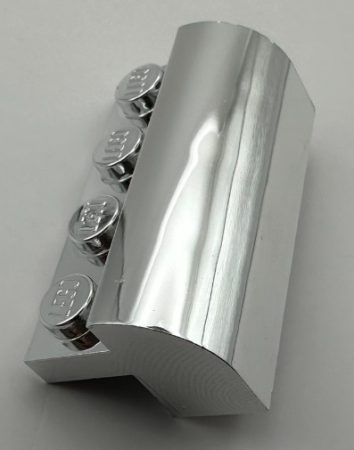 Chrome Silver Brick, Modified 2 x 4 x 1 1/3 with Curved Top  6081 Custom chromed by BUBUL