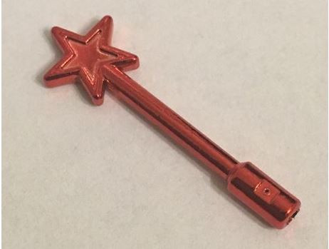 6124 Chrome-RED Minifig, Utensil Magic Wand   part number Custom Chromed by BUBUL