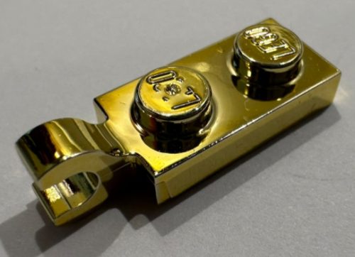 63868 Chrome Gold Plate, Modified 1 x 2 with Clip Horizontal on End  Custom Chromed by BUBUL