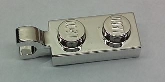 Chrome Silver Plate, Modified 1 x 2 with Clip Horizontal on End  63868 Custom Chromed by BUBUL