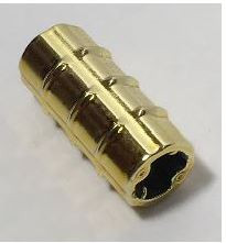 6538 Chrome Gold Technic, Axle Connector 2L (Ridged with x Hole x Orientation)  6538b Custom Chromed by BUBUL