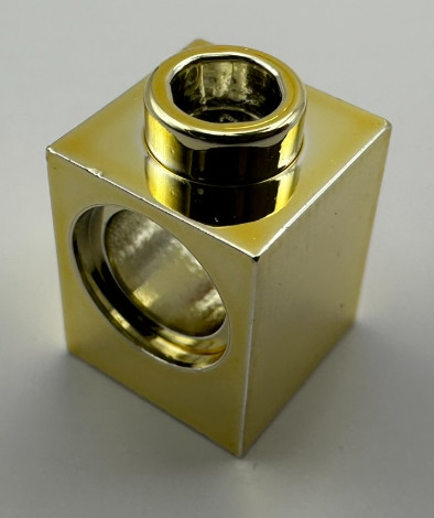 6541 | Chrome Gold Technic, Brick 1 x 1 with Hole | Custom Chromed by Bubul