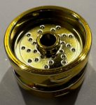   66727 Chrome Gold Wheel 18mm D. x 12mm with Pin Hole and Stud, Dotted Brake Rotor Lines Custom Chromed by BUBUL