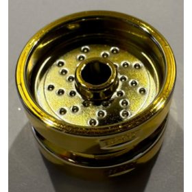   66727 Chrome Gold Wheel 18mm D. x 12mm with Pin Hole and Stud, Dotted Brake Rotor Lines Custom Chromed by BUBUL