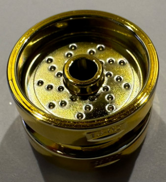 66727 Chrome Gold Wheel 18mm D. x 12mm with Pin Hole and Stud, Dotted Brake Rotor Lines Custom Chromed by BUBUL