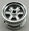 7301 Chrome Silver Wheel Shelby 30.4mm D. x 20mm with Axle Hole, 6 Curved Spokes and Spinner Cap  Custom Chromed by BUBUL
