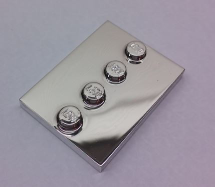 Chrome Silver Tile, Modified 3 x 4 with 4 Studs in Center  88646 or similar mold type 17836  Custom Chromed by BUBUL