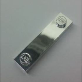   92593 Chrome Silver Plate, Modified 1 x 4 with 2 Studs   41740 Custom Chromed by BUBUL