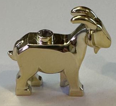 95341 Chrome Gold Goat with Black Eyes and Dark Tan Horns Pattern Custom chromed by Bubul