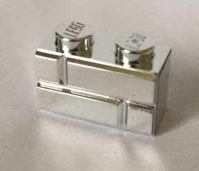 Chrome Silver Brick, Modified 1 x 2 with Masonry Profile (Brick Profile)  98283 Custom chromed by Bubul