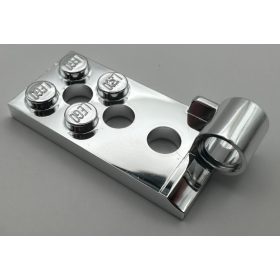  98285 | Chrome Silver Hinge Plate 2 x 4 with Pin Hole and 3 Holes - Bottom | Custom Chromed by Bubul