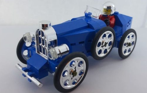 Blue_Bugatti buildable model with chromed parts