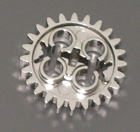 Chrome Silver Technic, Gear 24 Tooth (Old Style with Three Axle Holes) Part:x187  similar 3648 and 24505 Custom chromed by Bubul