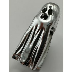   10173 Chrome Silver Minifig, Headgear Head Cover, Ghost Shroud with Open Mouth  10173 Custom Chromed by BUBUL