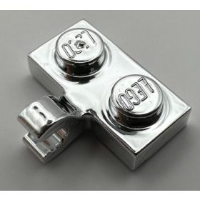   11476 Chrome Silver Plate, Modified 1 x 2 with Clip on Side (Horizontal Grip) 65458 Custom Chromed by Bubul
