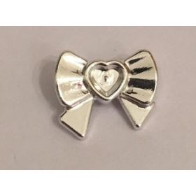   11618 Chrome Silver Friends Accessories Hair Decoration, Bow with Heart, Long Ribbon and Pin Custom Chromed by BUBUL