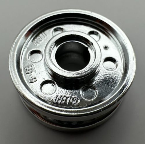 56902, 13971 | Chrome Silver Wheel 18mm D. x 8mm with Fake Bolts and Deep Spokes with Inner Ring | Custom Chromed by BUBUL