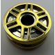 56902, 13971 | Chrome Gold Wheel 18mm D. x 8mm with Fake Bolts and Deep Spokes with Inner Ring | Custom Chromed by BUBUL