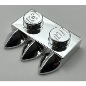   15208 Chrome Silver Plate, Modified 1 x 2 with 3 Teeth  Custom Chromed by BUBUL