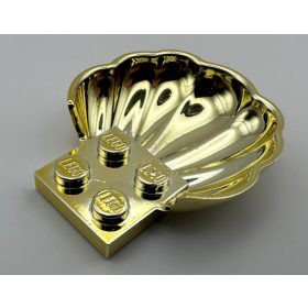   18970 Chrome Gold Clam / Scallop Shell with 4 Studs Custom chromed by Bubul