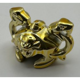   24586 Chrome Gold Minifig, Headgear Helmet Ninjago with Cheek Protection and 2 Snakes wth Fangs Custom Chromed by BUBUL