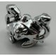 Chrome Silver Minifig, Headgear Helmet Ninjago with Cheek Protection and 2 Snakes wth Fangs  24586 Custom Chromed by BUBUL