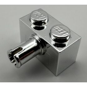   2458_Chrome Silver Brick, Modified 1 x 2 with Pin Custom Chromed by BUBUL
