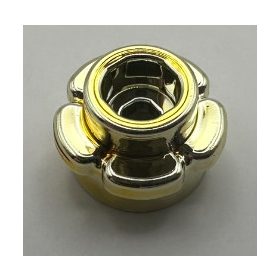   24866 Chrome Gold Plate, Round 1 x 1 with Flower Edge (5 Petals) Custom Chromed by BUBUL