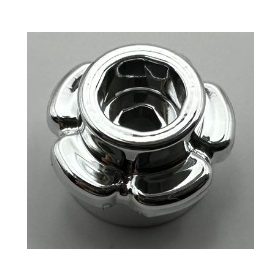   24866 Chrome Silver Plate, Round 1 x 1 with Flower Edge  Custom Chromed by BUBUL