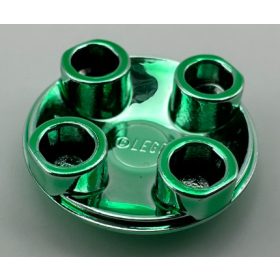   2654, 54196 | Chrome Green Plate, Round 2 x 2 with Rounded Bottom (Boat Stud) | Custom Chromed by Bubul
