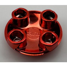   2654, 54196 | Chrome-RED Plate, Round 2 x 2 with Rounded Bottom (Boat Stud) | Custom Chromed by Bubul