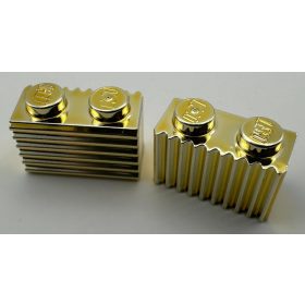   2877 | Chrome Gold Brick, Modified 1 x 2 with Grille | Custom Chromed by Bubul
